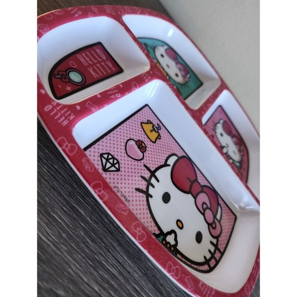 Hello Kitty Childrens Melamie Divided Tray Dish Plate 4 Sections Sanrio 🔥 2022 - Picture 3 of 8